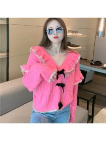 Outlet Korean style bow sweater long sleeve watkins tops