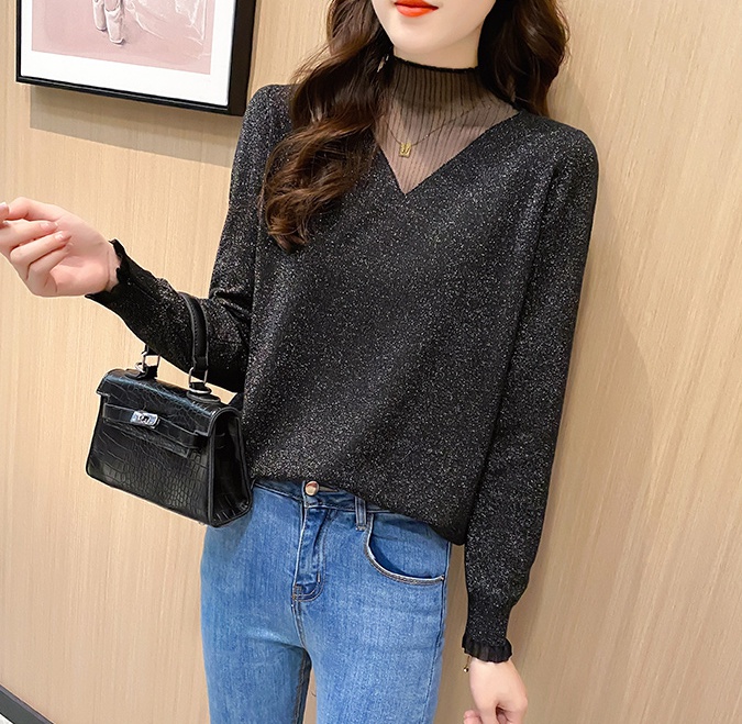 Outlet Knitted lace tops all-match sweater for women