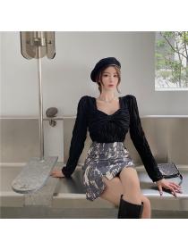 Outlet Square collar Korean style skirt halter bow tops