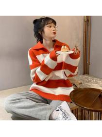 Outlet Stripe Korean style all-match loose lazy sweater for women