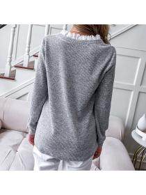 Outlet Autumn long sleeve V-neck loose pullover tops for women