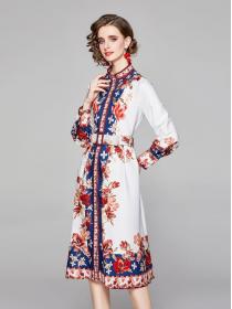 European Style Flower Fashion Show Waist Dress 