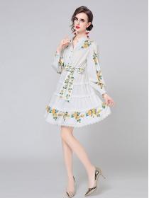 korean Style Show Waist Lace Up Fashion Dress 