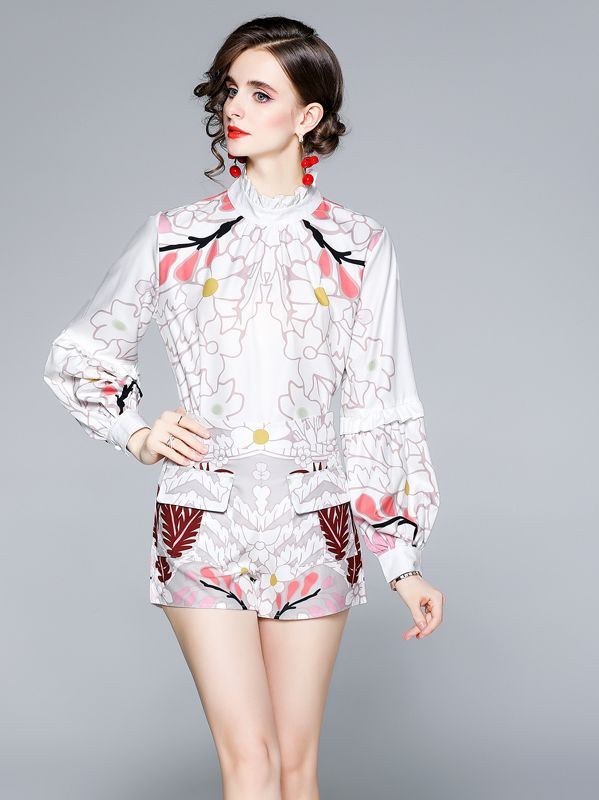 Stand Collars Horn Sleeve Printing Fashion Nobel Suits