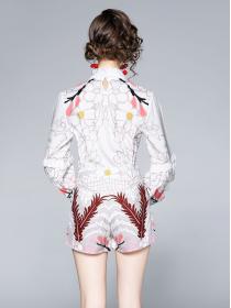Stand Collars Horn Sleeve Printing Fashion Nobel Suits 