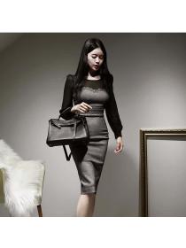 Outlet Autumn and winter business suit round neck dress