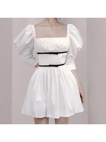 Outlet Western style pinched waist autumn temperament retro dress