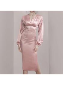 Outlet Retro split fashion elegant France style autumn dress
