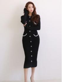 Korean Style Bead Matching Fashion Dress 