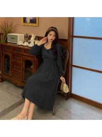 Ready Stock Elegant Style Long-sleeve Plus Size Dress (L-4XL)