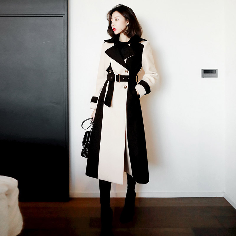 Outlet Exceed knee long autumn and winter woolen coat for women