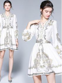 Show Waist Printing Fashion Nobel Dress 