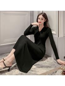 Outlet Slim Korean style temperament long sleeve dress for women