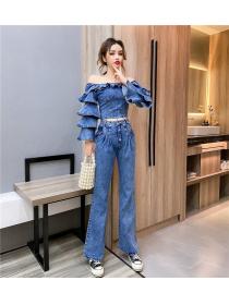 Outlet Western style cake sleeve long pants fashion tops a set