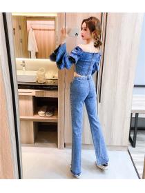 Outlet Western style cake sleeve long pants fashion tops a set