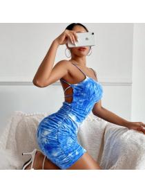 Outlet hot style Backless Tie-dye Hip-full Dress