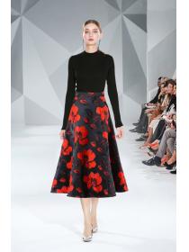 [Ready stock]New Autumn Fashion Knitting Shirt+ELegant Fashion printed Skirt