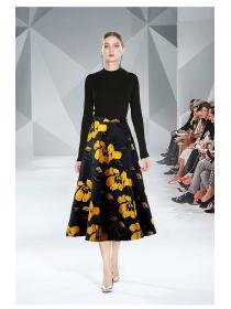 [Ready stock]New Autumn Fashion Knitting Shirt+ELegant Fashion printed Skirt 