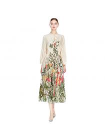 Vintage Style Floral Fashion Long-sleeved Dress 