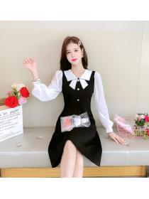 Outlet All-match slim dress doll collar long dress for women