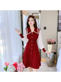 Outlet Autumn lace dress knitted sweater dress for women