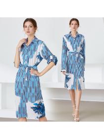Outlet Hot selling Long-sleeved Stripe Dress 