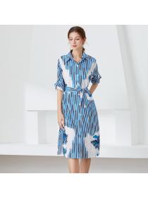 Outlet Hot selling Long-sleeved Stripe Dress 