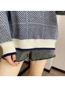 Outlet Popular Loose-fitting V-neck Knitting Sweater