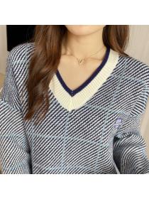 Outlet Popular Loose-fitting V-neck Knitting Sweater