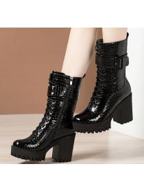 Outlet Winter cool fashion  Thick Flatform High heels Boots