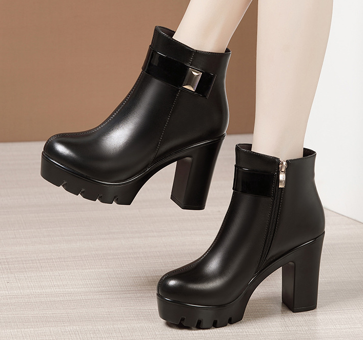 Outlet Sexy Round-toe Thick Flatform High heels Non-slip Boots