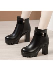 Outlet Sexy Round-toe Thick Flatform High heels Non-slip Boots