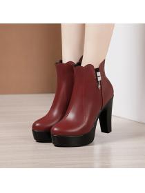 Outlet Simple fashion Round-toe Thick Flatform High heels Boots