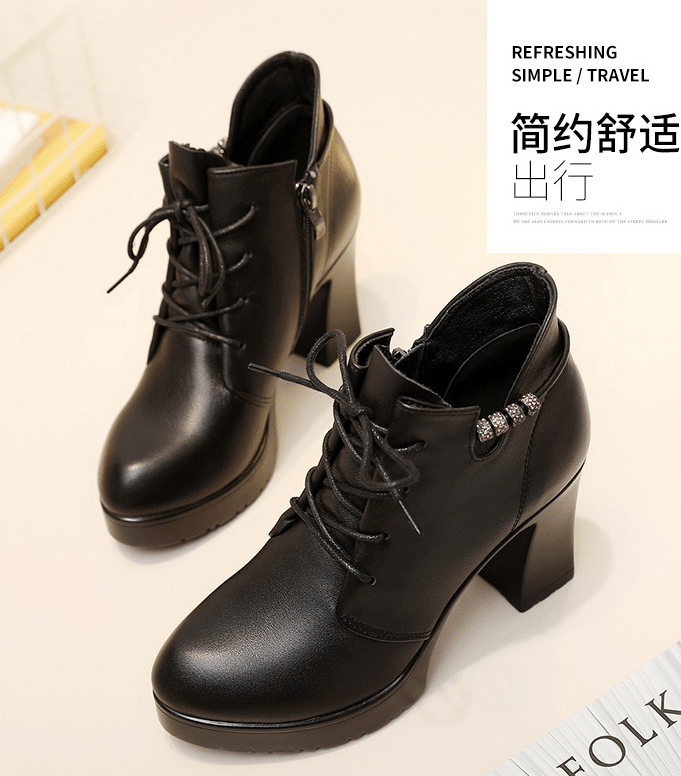 Outlet Fashionanle Round-toe Thick Flatform High heels Boots