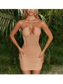 Outlet hot style sexy cross criss backless hip-full corset halter dress