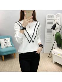 Outlet Autumn new Fashionable Round-neck Matching Long-sleeved Warm T-shirt 