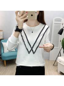 Outlet Autumn new Fashionable Round-neck Matching Long-sleeved Warm T-shirt 