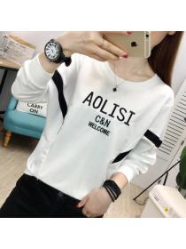 Outlet Autumn new Fashionable Round-neck Loose Cotton Long-sleeved -shirt