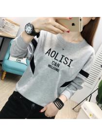Outlet Autumn new Fashionable Round-neck Loose Cotton Long-sleeved -shirt 