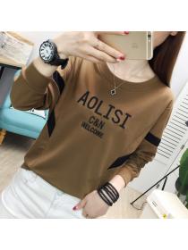 Outlet Autumn new Fashionable Round-neck Loose Cotton Long-sleeved -shirt 