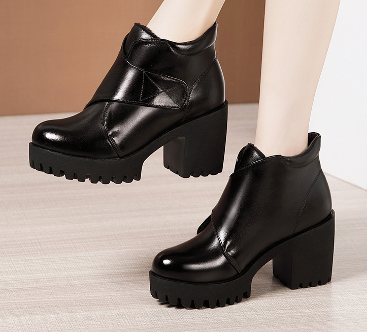 Outlet Fshion velcro design Thick Flatform High heels Boots