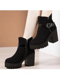 Outlet Matching New Suede Thick Flatform High heels Boots