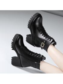 Outlet Cool grils Thick Flatform High heels Lace-up Martin Boots