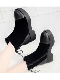 Outlet Winter fashion Suede Thick Flatform High heels Boots