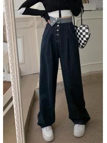 Outlet Irrgular Design Button Matching Fashion Pants 