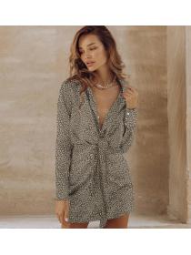 Outlet Autumn and winter long-sleeved fashion sexy print shirt slim dress