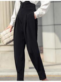 New Style Bowknot Matching Drape Tall Waist Long Pants 