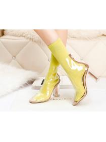 Outlet transparent ankle boots thick heels socks boots nightclub high heels women's boots