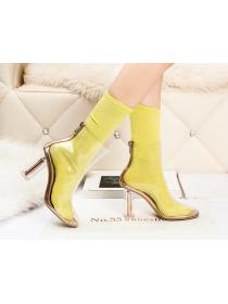 Outlet transparent ankle boots thick heels socks boots nightclub high heels women's boots