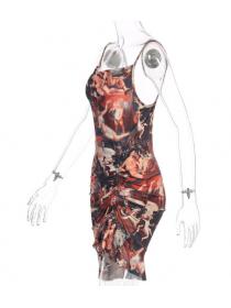 Outlet Hot style Dew shoulder printing fashion straps dress 